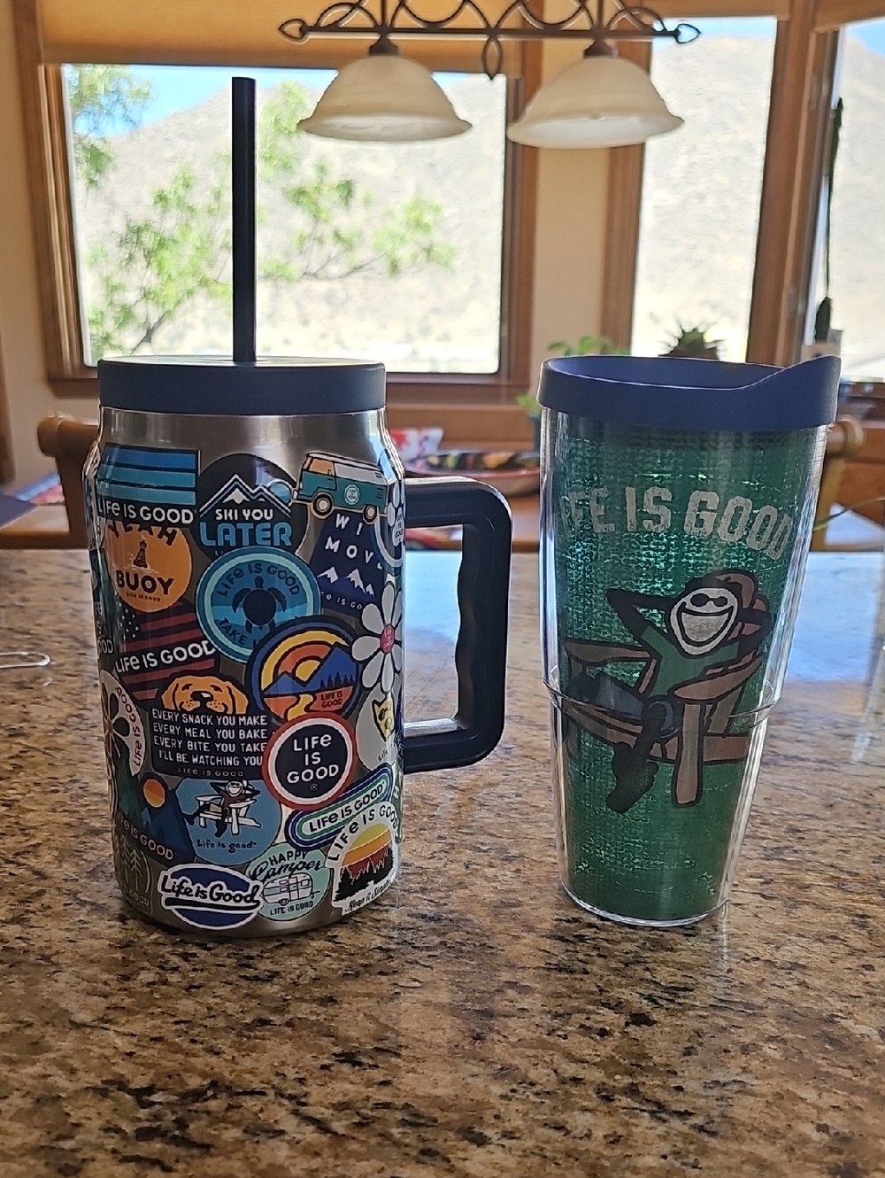 Life Is Good Sticker-Pattern Stainless Travel Mug & Jake Adirondack Tumbler Set - Picture 3 of 13